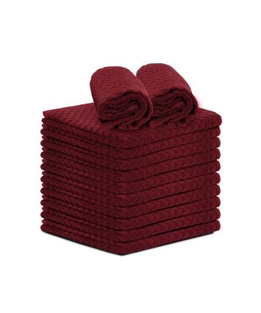 TALVANIA Dishcloths for Kitchen Cotton Terry Dish Cloths 12 Pack Soft and Absorbent Cleaning Dish Rag 12 X 12 Small Dish Towels (Red)