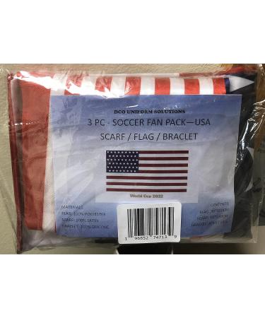 USA Soccer Scarf & Flag Set with Bracelet - Patriotic Red, White, and Blue Kit - Buy Online on GoSupps.com