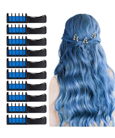10 pieces of hair chalk comb torocoma temporary hair color washable mini hair chalk for girls children non -toxic hair color dye for cosplay halloween Christmas diy hair color (blue) blue