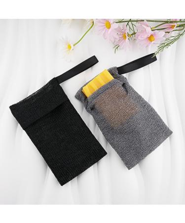 Travel Soap Saver Bag - 2 Pcs Exfoliating Soap Pouch for Shower | Black & Grey Mesh Bar Soap Bags - Buy Online on GoSupps.com