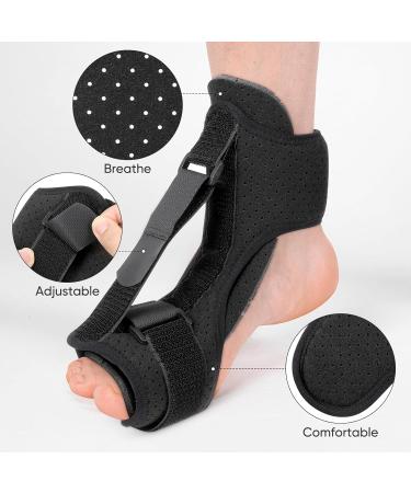 Adjustable Drop Foot Support & Plantar Sling Sleep Sock - Night Splint for Comfortable Sleeping - 40x26cm Black - Buy Online on GoSupps.com