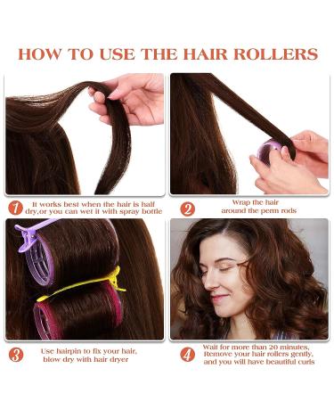 Jumbo Hair Rollers Set for Long Hair - 47pc Self-Grip Curlers with Clips & Comb in Rose Red - No Heat, 3 Sizes - Ideal for Long, Medium, Short Hair - Buy Online on GoSupps.com