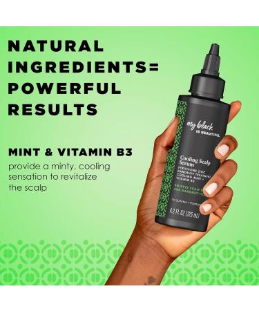 MY BLACK IS BEAUTIFUL Cooling Scalp Serum - Dandruff Treatment for Coily Hair & Protective Styles - Dry & Itchy Scalp Relief with Pyrithione Zinc & Cooling Mint - Sulfate Free - 4.2 fl oz - Buy Online on GoSupps.com