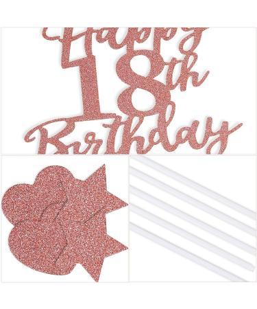 Larchio 18th Birthday Cake Topper  Rose Gold Happy 18th Birthday Cake Topper and Balloon Cake Topper for Girl Birthday Cake Decorations - Buy Online on GoSupps.com