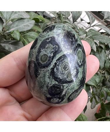 Ladeukoi Stone Egg Figurines - Polished Kambaba Jasper Healing Crystal Easter Eggs with Stand | 45mm Tall Decorative Sculpture - Buy Online on GoSupps.com