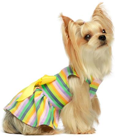 Fitwarm 100% Cotton Dog Dress | Colorful Rainbow Green | Medium Size - Buy Online on GoSupps.com