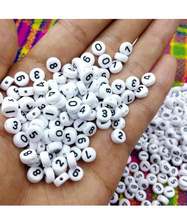 Amaney 500pcs White Acrylic Number Beads 7x4mm | Mixed Round Shape Loose Beads - Buy Online on GoSupps.com