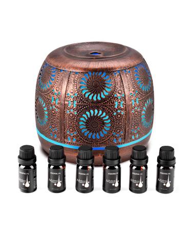Ominihome Essential Oil Diffuser & Essential Oils, 500ML Diffusers for Essential Oils with 6 Essential Oils Set, Aromatherapy Diffuser for Large Room, Up to 20h Aroma, Teacher Gifts 500ml With Oils