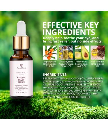 Roycederm Stye Eye Treatment Serum: Natural Stye Remover for Styes Chalazion and Blepharitis Safe & Fast Relief - 0.68 Oz - Buy Online on GoSupps.com