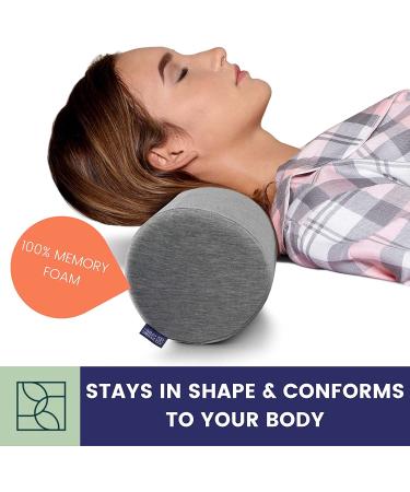 Memory Foam Neck Bolster Pillow Roll with Washable Bamboo Cover - Grey - Buy Online on GoSupps.com
