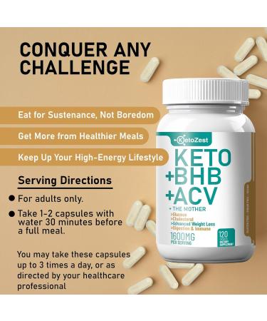 KetoZest ACV BHB Capsules 1600mg for Advanced Weight Loss - 120 Capsules - Buy Online on GoSupps.com