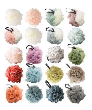 20PCS Bath Sponge Shower Loofahs Mesh Pouf Shower Ball Soft Bath Puffs for Women and Men Shower Exfoliating