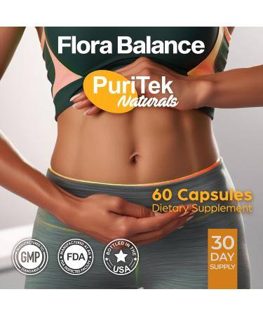 Puritek Naturals Flora Balance Candida Complex Capsules - Candida Cleanse Overgrowth Support - Best Candida Killer with Oregano Caprylic Acid - Gut Support Detox Supplement - 60 Caps - Buy Online on GoSupps.com