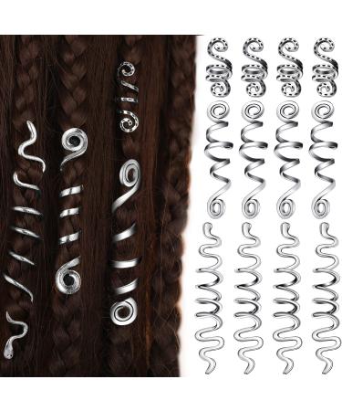 12 Pieces Braid Hair Accessories Celtic Hair Jewelry Alloy Dreadlock Accessories Loc Jewelry for Hair Spiral Braid Jewelry Coil Jewel Hair Cuffs Snake Hair Clips for Women and Girls (Silver)