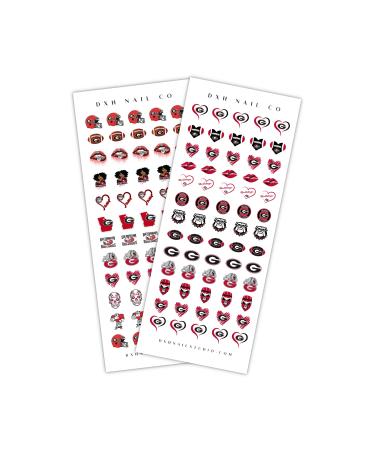 DXH NAIL CO University Football Nail Decals Bulldogs Fun Sporty Chic Nail Art College Football Nails Water Transfer Nail Stickers 1.0 Count