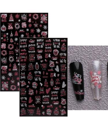 JMEOWIO Christmas Glitter Nail Art Stickers - Snowflake Xmas Winter Holiday Design - 8 Sheets Self-Adhesive Decals in Pink White & Glitter - Buy Online on GoSupps.com