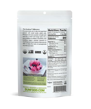 Buy Sunfood Raw Organic Pomegranate Powder 4 oz - Nutrient-Rich Superfood - Buy Online on GoSupps.com