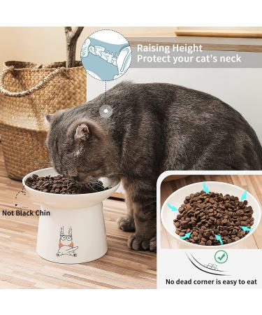Extra Wide Ceramic Raised Cat Bowls - Set of 2 White - Elevated Porcelain Pet Food and Water Dishes for Big Cats and Small Dogs - Buy Online on GoSupps.com