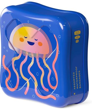Waterproof Welly Bandages - Colorful Adhesive Fabric for Cuts & Scrapes | 39 Count Jellyfish Patterns First Aid Tin - Buy Online on GoSupps.com