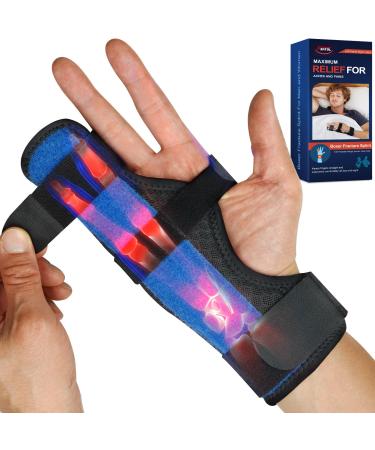 FEATOL Boxer Finger Splint Metacarpal Splint Brace Adjustable Pinky Finger Splint Hand Brace For Women Men Pain Relief For Boxer Fractures Broken Ring Finger Tendonitis Right Hand Medium/Large Medium/Large Right Hand -Black
