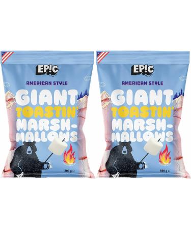 Giant Toastin Mallows by Epic - Premium American Style Marshmallows 300g - Perfect for Toasting S'mores & Baking - Pack of 2 - Buy Online on GoSupps.com