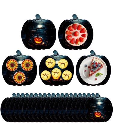 Pumpkin Shaped Dinner Platter - 20 Black Scary Pumpkin Paper Plates | Halloween Pumpkin Black Plate | 9Inch Pumpkin Halloween Paper Plates for Candy Treat Cake and Snack - Buy Online on GoSupps.com
