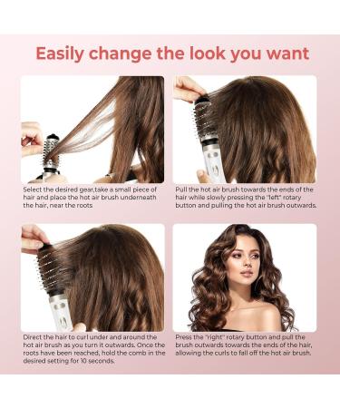 3-in-1 Rotating Hair Dryer Brush Set Negative Ionic Blow Volumizer & 2 Detachable Round Brushes for Stunning Styles - Buy Online on GoSupps.com