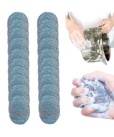 Steel Wool Scrubber 20 PCS Reusable Wire Wool Soap Pads Absorbent Pre-Soaped Scouring Pad for Household Cleaning Kitchen Dishes & Metal Grills Blue