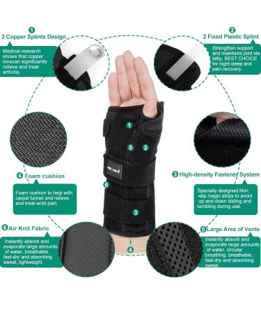 NEENCA Wrist Support Brace Adjustable Night Sleep Hand Support Brace with Splints Palm Wrist Orthopedic Brace with Thumb - Professional for Carpal Tunnel Relieve and Treat Wrist Pain or Injuries Left Hand S/M/L - Buy Online on GoSupps.com