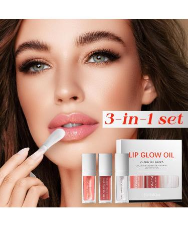 3 Colors Tinted Plumping Lip Oil Gloss Set - Ultra-Hydrating & Nourishing Lip Care | Drip Lip Glow Oil for Smooth Glossy Finish | Shop Internationally - Buy Online on GoSupps.com
