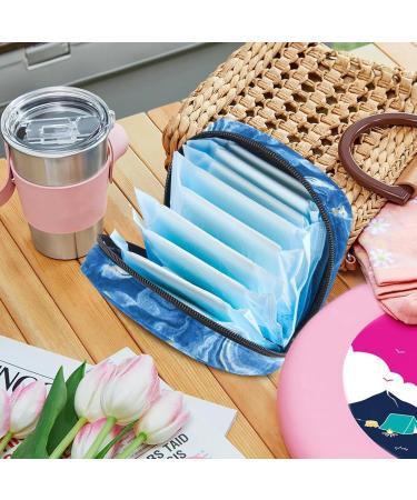 Blue Marble Texture Sanitary Napkin Storage Bag | Portable Menstrual Cup Pouch & Nursing Pad Holder - Multi-colored 4 - Buy Online on GoSupps.com