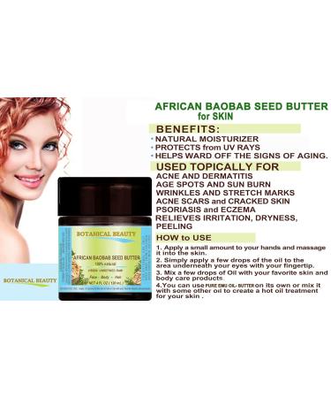 Botanical Beauty BAOBAB OIL BUTTER. 100% Natural RAW VIRGIN UNREFINED Cold Pressed for Face Skin Damaged Hair Lips Nails 4 Fl. oz. - 120 ml. Rich in Vitamin C 4 Ounce (Pack of 1) - Buy Online on GoSupps.com