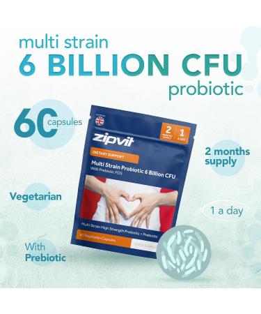 Zipvit Probiotics for Gut Health for Women & Men - 60 Vegetarian Capsules - Buy Online on GoSupps.com