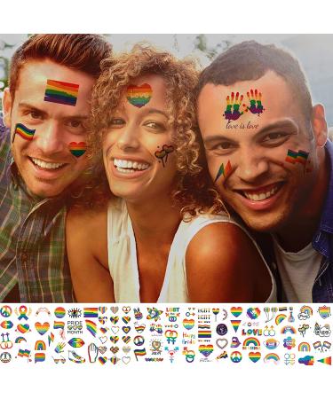 JEEFONNA 100+ Pcs LGBT Rainbow Temporary Tattoos - Waterproof Pride Equality Parades Stickers - Buy Online on GoSupps.com