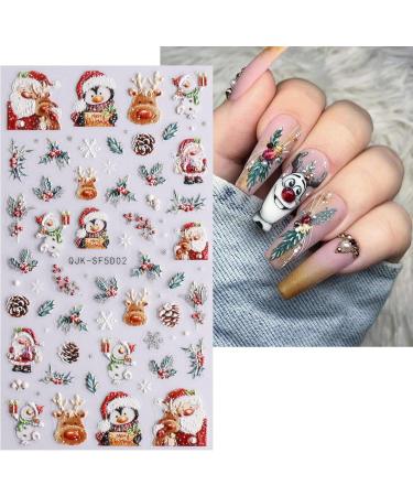 JMEOWIO 3D Embossed Christmas Glitter Nail Art Stickers Decals Self-Adhesive 5D Snowflake Xmas Winter Holiday Star Silver Nail Supplies Nail Art Design Decoration Accessories 4 Sheets - Buy Online on GoSupps.com