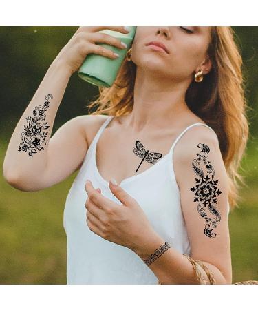 TOTAOTOO Waterproof Black Henna Tattoo Stickers - 6 Sheets Mandala Flower Designs for Women & Girls - Buy Online on GoSupps.com
