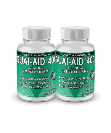GUAI-AID  800 400mg dye-Free Fast Acting Mucus Relief Guaifenesin (2 Bottle of 400 caplets)
