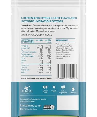 Kendal Mint Co. KMC ISO MIX: Isotonic electrolyte and energy drink powder Refreshing Citrus & Mint by Kendal Mint Co (Citrus & Mint 12 x 37 g) - Buy Online on GoSupps.com