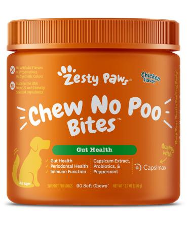 Zesty Paws Chew No Poo Bites - Coprophagia Stool Eating Deterrent for Dogs Deter Stop Dog from Eating Feces Probiotic Digestive Enzymes Breath Freshener - Chicken Flavor, 90 Soft Chews - Buy Online on GoSupps.com