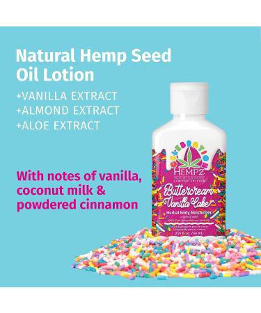 Hempz Limited Edition Buttercream Vanilla Cake Body Lotion - Daily Moisturizer with Shea Butter, Aloe, Lavender Extract, and Hemp Seed Oil - Travel Size Lavender Vanilla - Buy Online on GoSupps.com