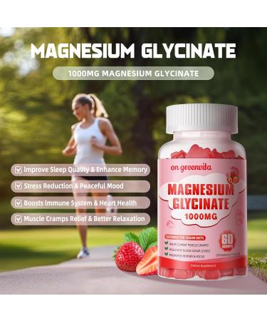Magnesium Glycinate Gummies 1000mg - Sugar Free Magnesium Potassium Supplement with Vitamin D B6 CoQ10 for Calm Mood & Sleep Support - 60 Strawberry Gummies Strawberry 60 Count (Pack of 1) - Buy Online on GoSupps.com