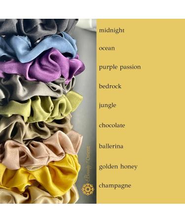 Premium Handcrafted 25 Momme Silk Scrunchies - Medium (Pack of 3) Bedrock Midnight Champagne - Buy Online on GoSupps.com