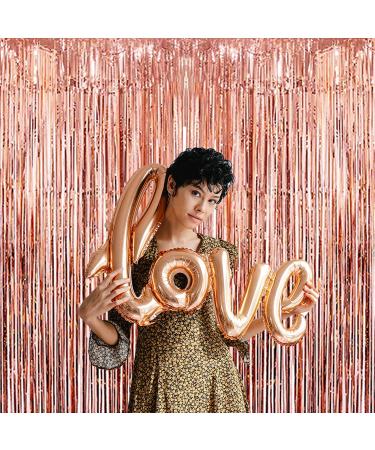 Fachoige 3pack 3.2ft x 6.6ft Metallic Tinsel Foil Fringe Curtains Wedding for Birthday Engagement Bridal Shower Bachelorette Holiday Celebration Party Decorations and Photo Booth Props (Rose Gold ) - Buy Online on GoSupps.com