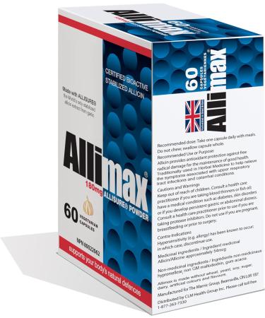 Allimax 180mg 60 Capsules. Supports Your Body s Immune Function Through Natural Allicin a Potent Organosulphur Compound Extracted from Clean and Sustainable Spanish Grown Garlic - Buy Online on GoSupps.com