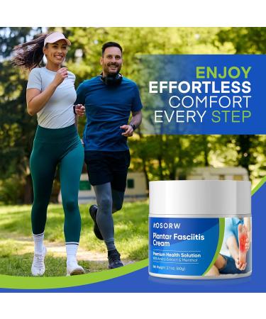 AOSORW Plantar Fasciitis Relief Cream - Natural Herbal Formula for Foot Heel Spur Ankle Leg & Hand Discomfort - Premium Health Care Products - 60g / 2.1 Oz - Buy Online on GoSupps.com