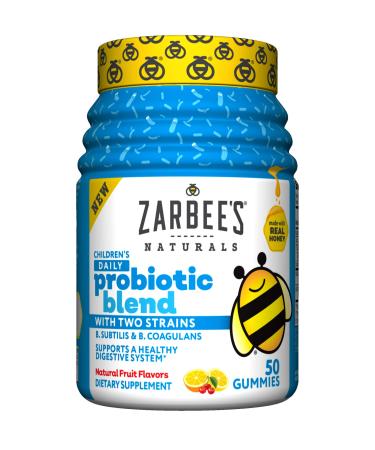 Zarbee's Children's Daily Probiotic Blend with Two Strains Natural Fruit Flavors 50 Gummies