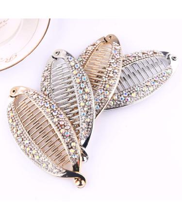 Elegant Rhinestone Banana Clip Set - 4Pcs Crystal Hair Grips for Women - Buy Online on GoSupps.com