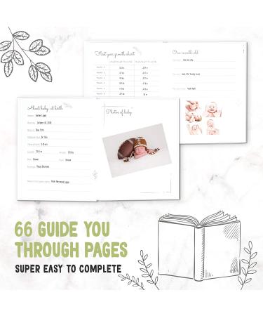 Baby Memory Book - Modern Minimalist 5 Year Journal for Boys & Girls - First Year Milestones Scrapbook - 66 Page Hardcover Album (Alpine White) - Buy Online on GoSupps.com