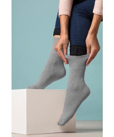 Gentle Grip 6-Pack Ladies Diabetic Socks - Size 5-9 US, Grey - Comfortable and Non-Binding - Buy Online on GoSupps.com