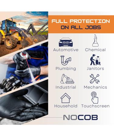 NOCOB Black Nitrile Disposable Gloves - (Raised Diamond Texture Grip) 6 Mil Thickness Latex and Powder Free (Large 50 count) - Buy Online on GoSupps.com
